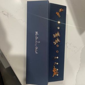 Danbury Mint 6 Piece Texas LONGHORN gold and SWAROVSKI EARRINGS